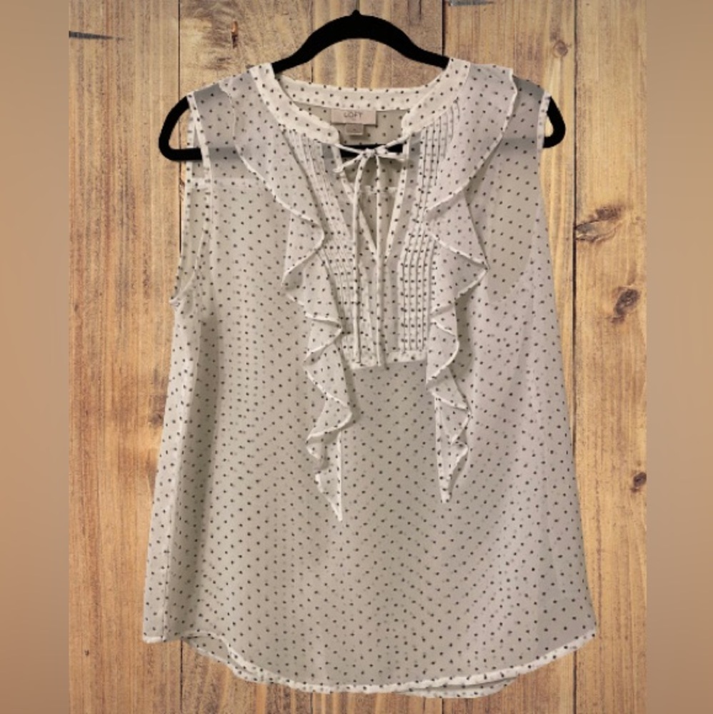 Loft sheer off-white sleeveless blouse, like new condition, size Medium